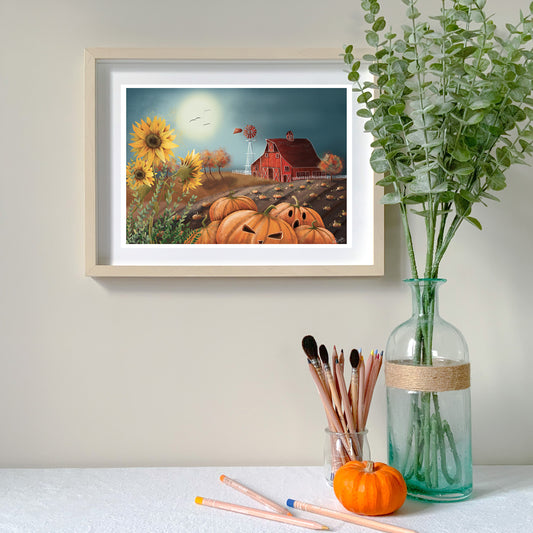 Affiche tirage d'art - Champs de citrouilles