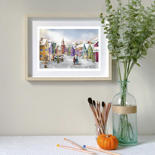 Affiche tirage d'art - Village de Noël