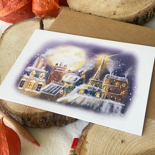 Carte de Noël - Paris sous la neige