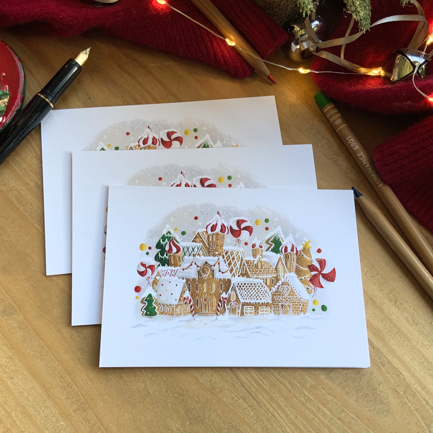 Carte de Noël - Village pain d'épices