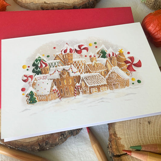Carte de Noël - Village pain d'épices