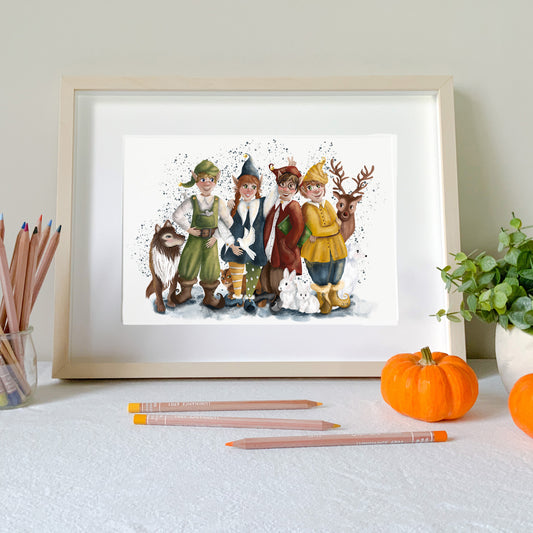 Affiche tirage d'art - Elfes de Noël