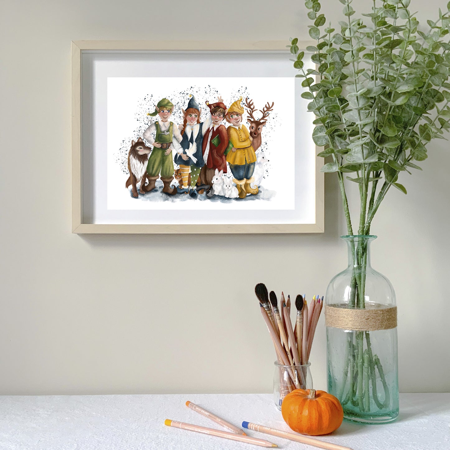 Affiche tirage d'art - Elfes de Noël