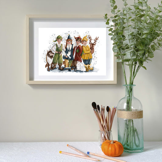 Affiche tirage d'art - Elfes de Noël