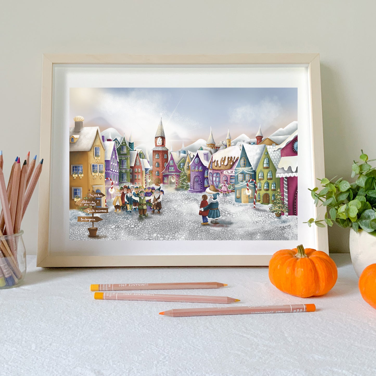 Affiche tirage d'art - Village de Noël