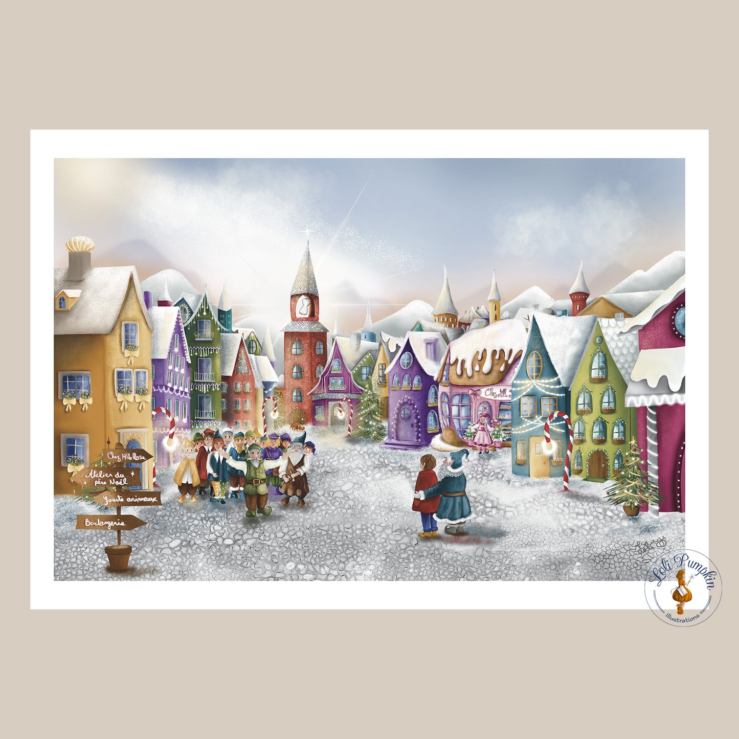 Affiche tirage d'art - Village de Noël