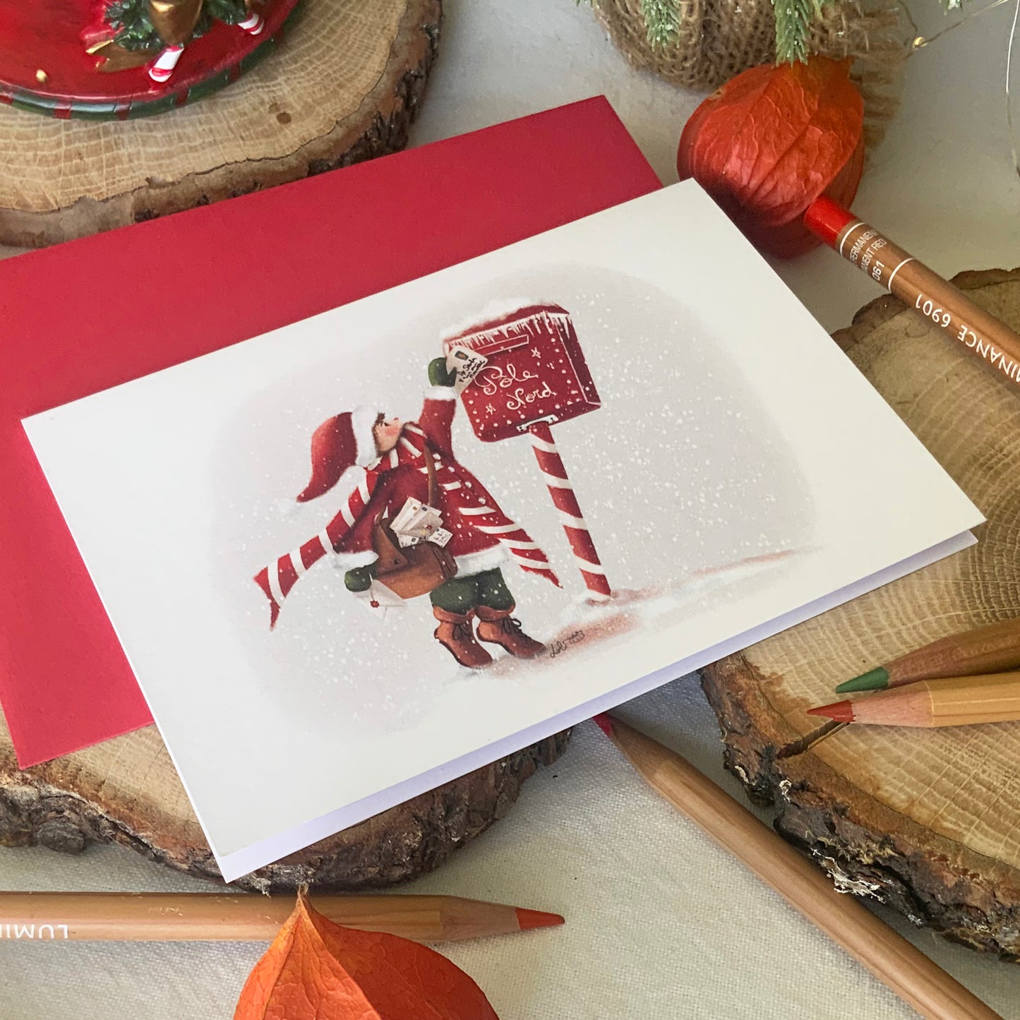 Carte de Noël - Boîte aux lettres du père Noël