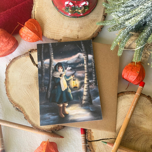 Carte de Noël - Balade hivernale