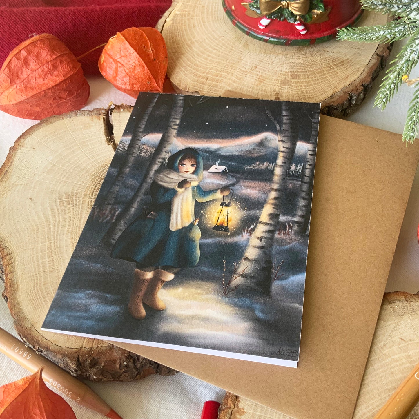 Carte de Noël - Balade hivernale