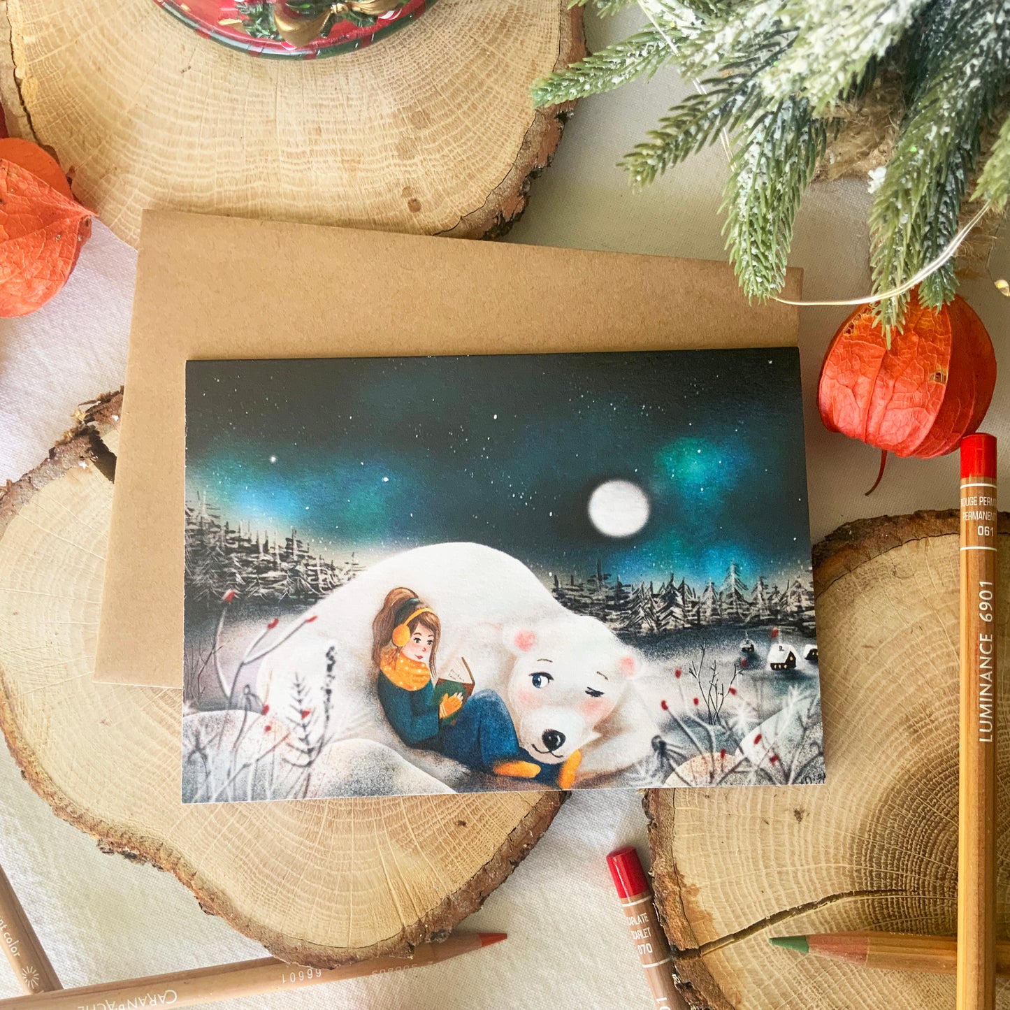 Carte de Noël - Ours Cosy