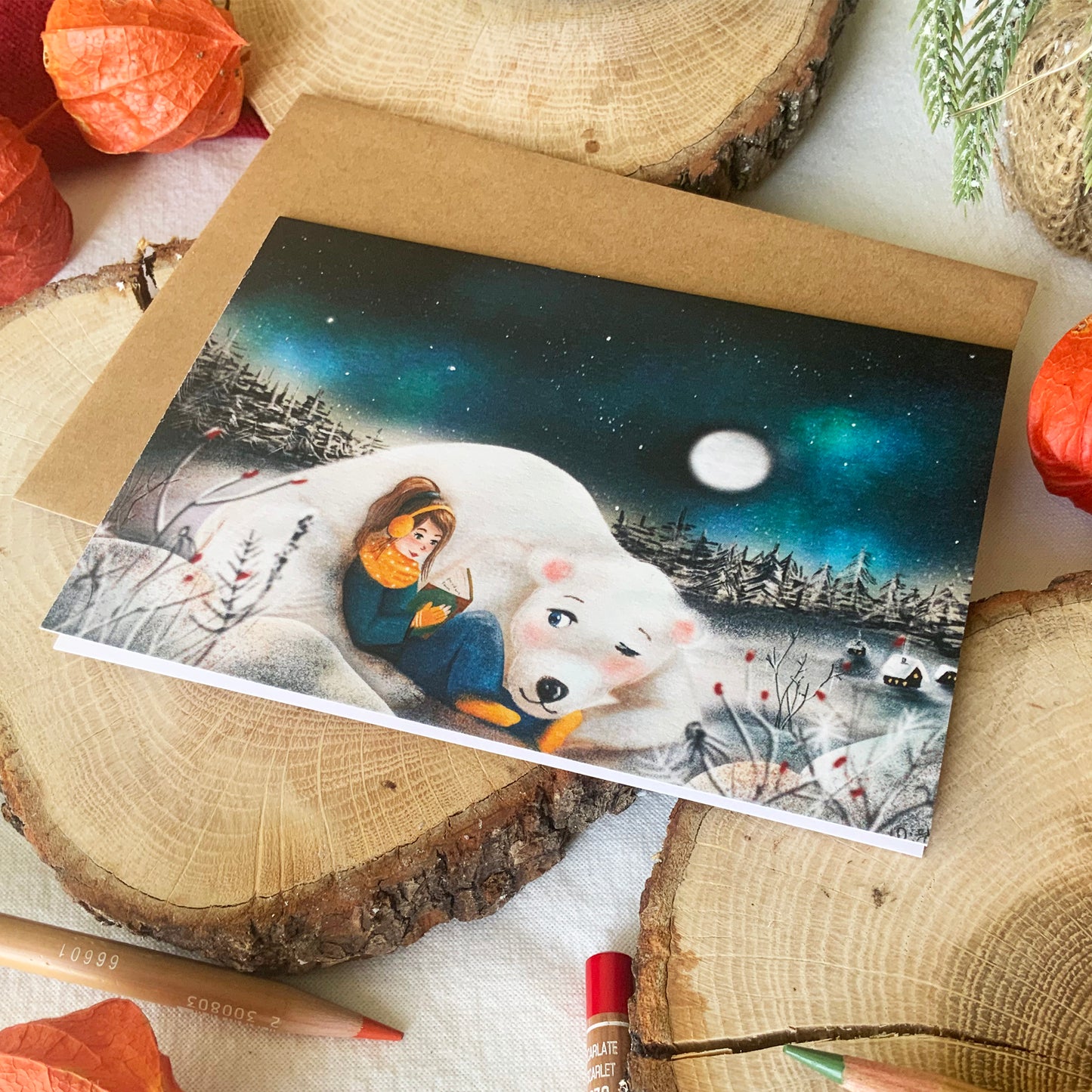 Carte de Noël - Ours Cosy