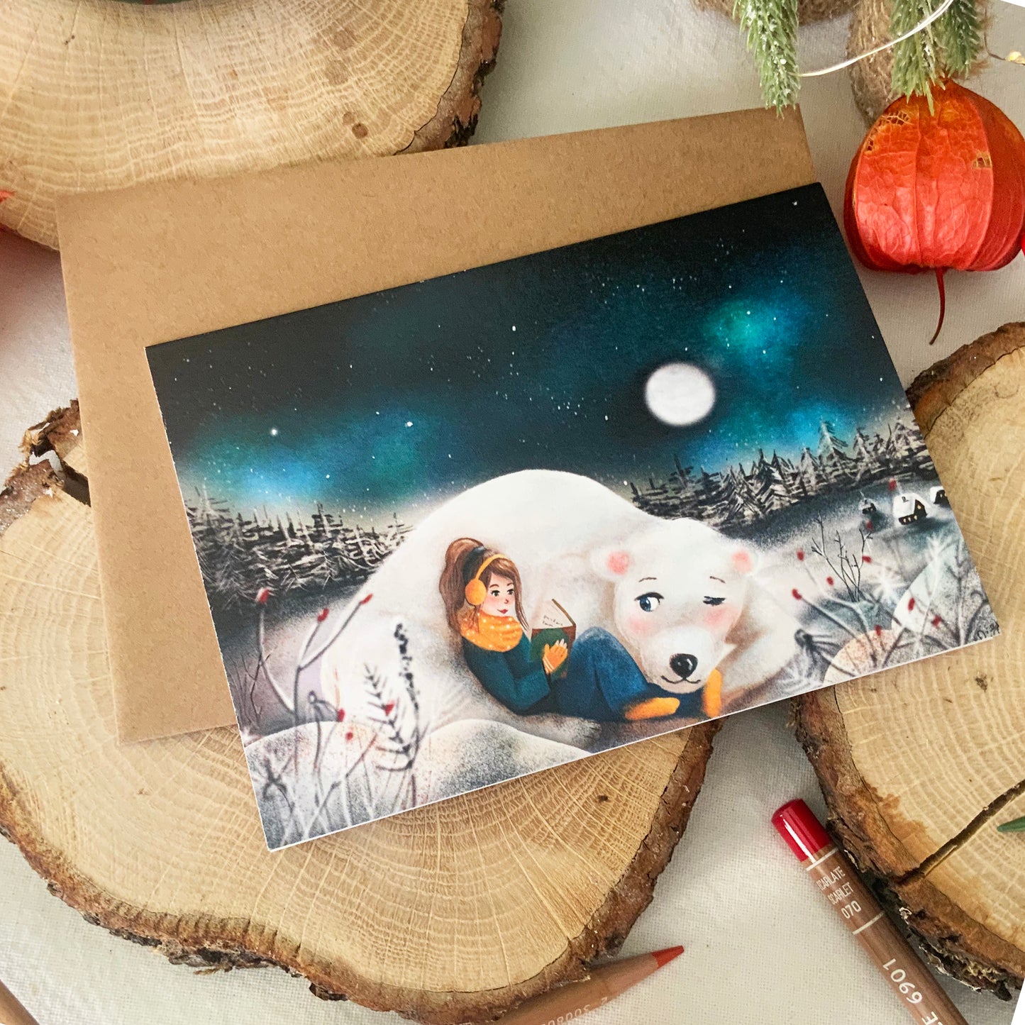 Carte de Noël - Ours Cosy