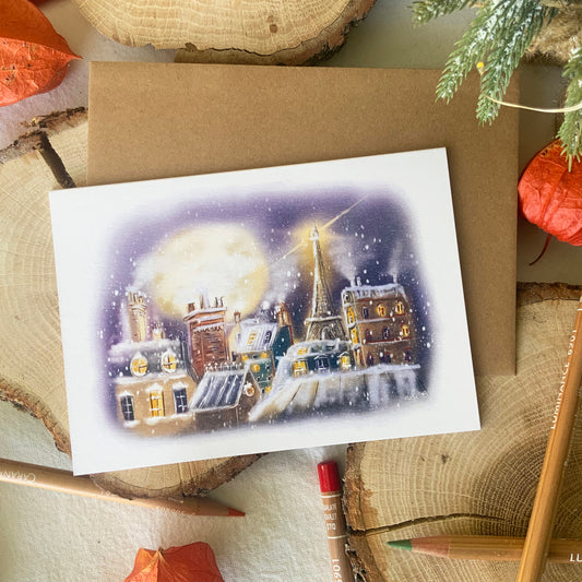 Carte de Noël - Paris sous la neige