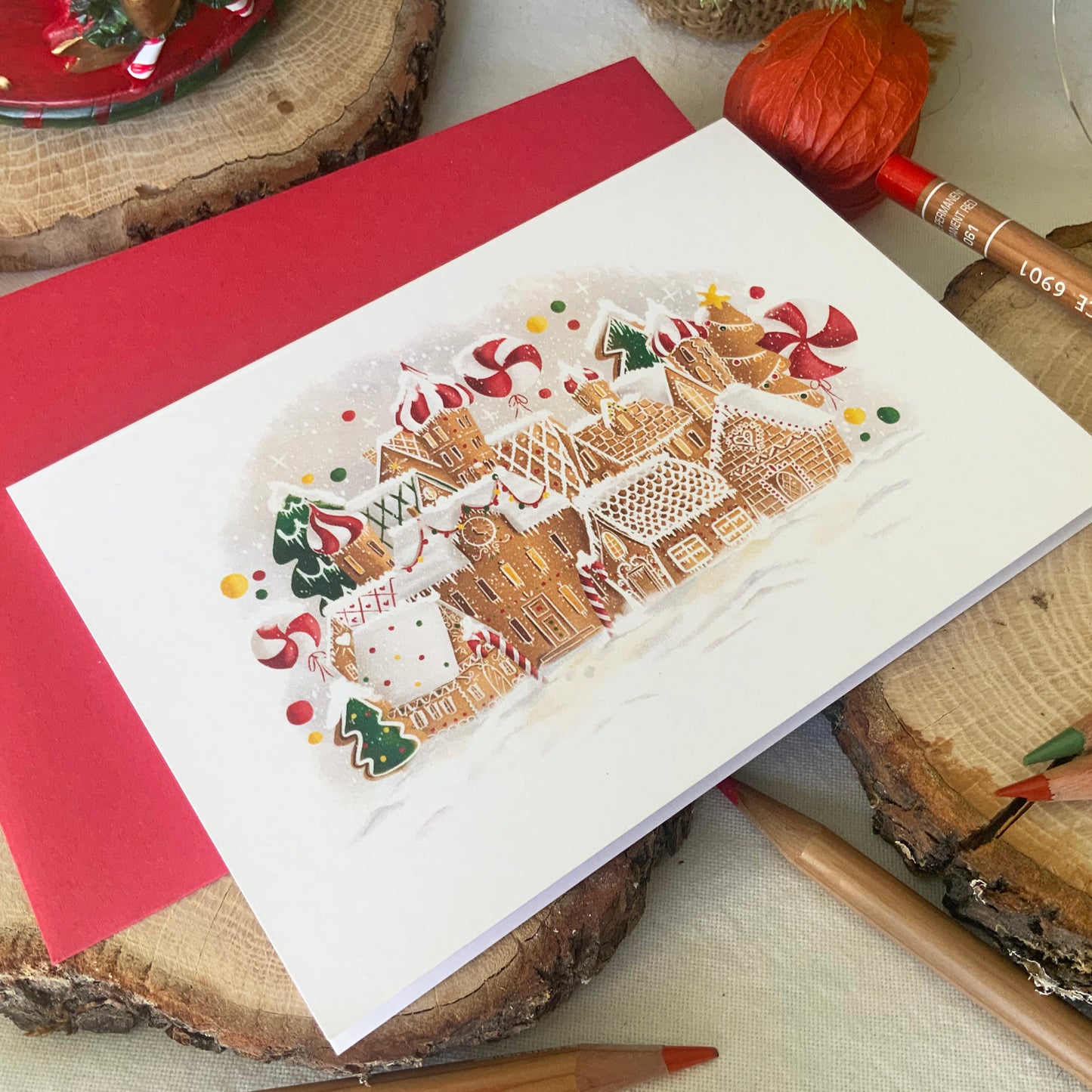 Carte de Noël - Village pain d'épices