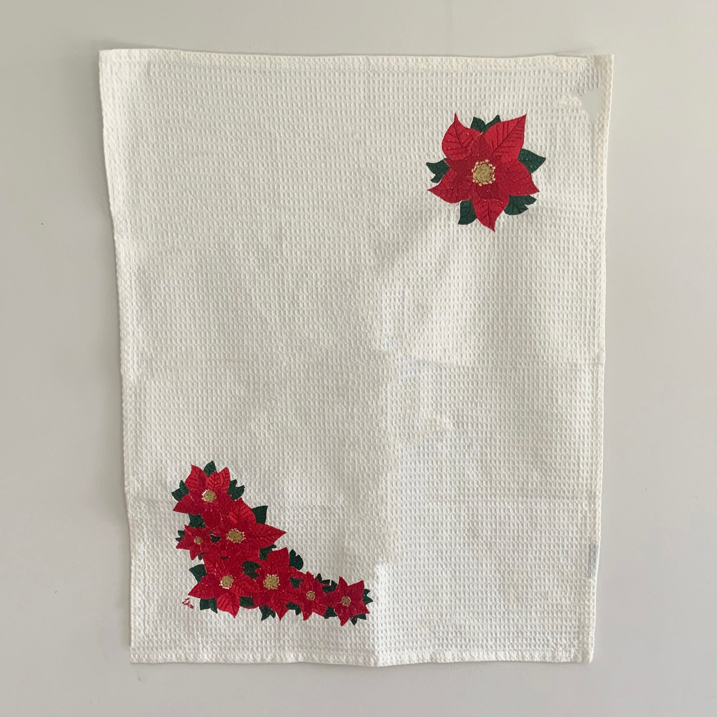 Torchon brodé - Étoiles de Noël